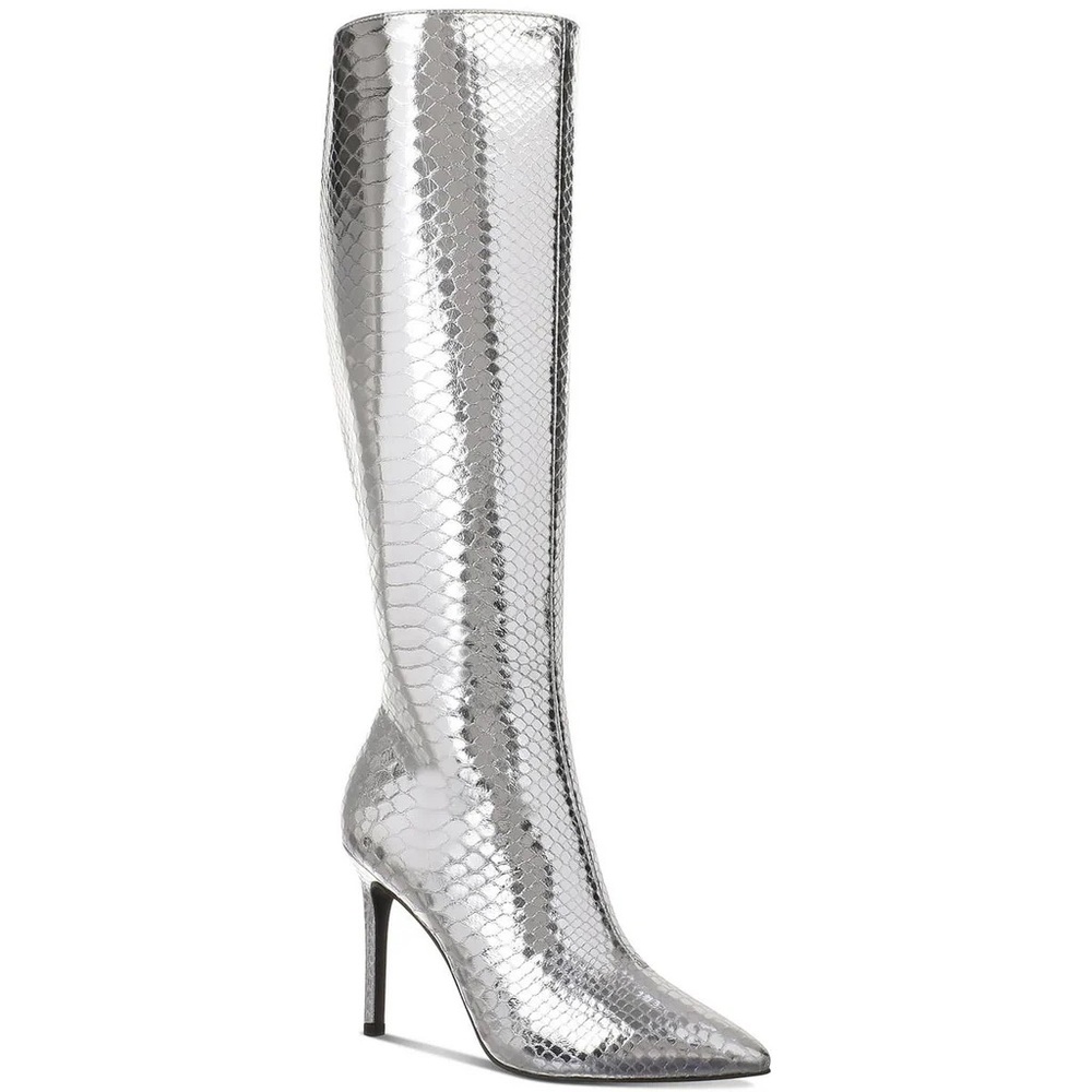 INC International Concepts Metallic Silver Heeled Boots